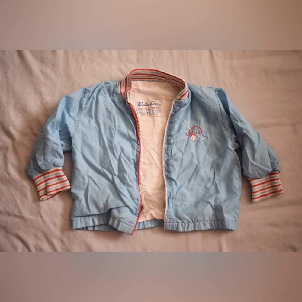 Vintage Weather Tamer Kids Zip Up Jacket Baby Size 6 - 12 Months Baby Blue